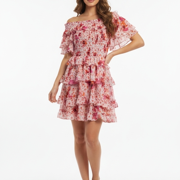 Dresses & Skirts - MISA Floral Off-Shoulder Ruffle Dress